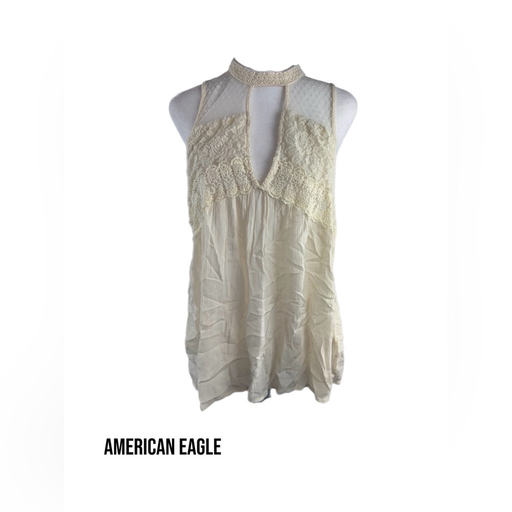 American Eagle Outfitters Ivory Lace Women's Blouse